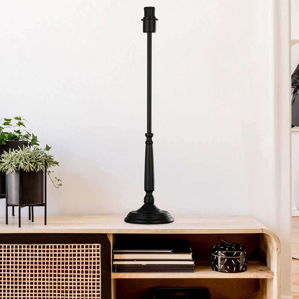 Lighting Collection Baldwin II White Spindle Black Table Lamp Base Image 2