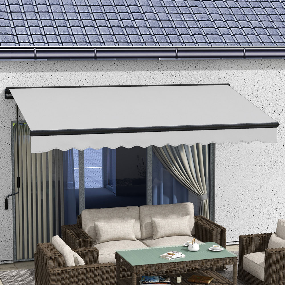 Outsunny Light Grey Aluminium Frame Electric Retractable Awning 3.5 x 2