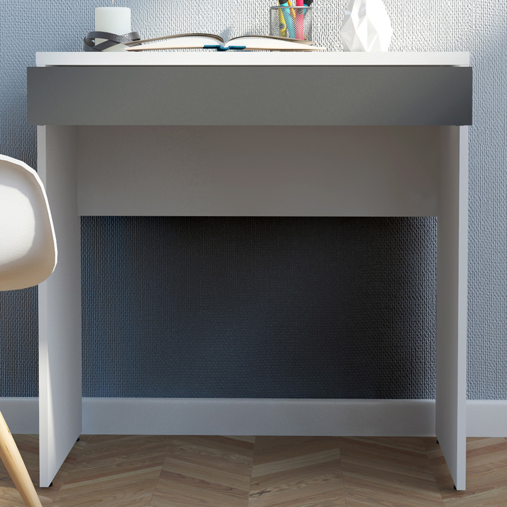 Florence Function Plus Single Door Single Drawer Desk White and Grey Image 1