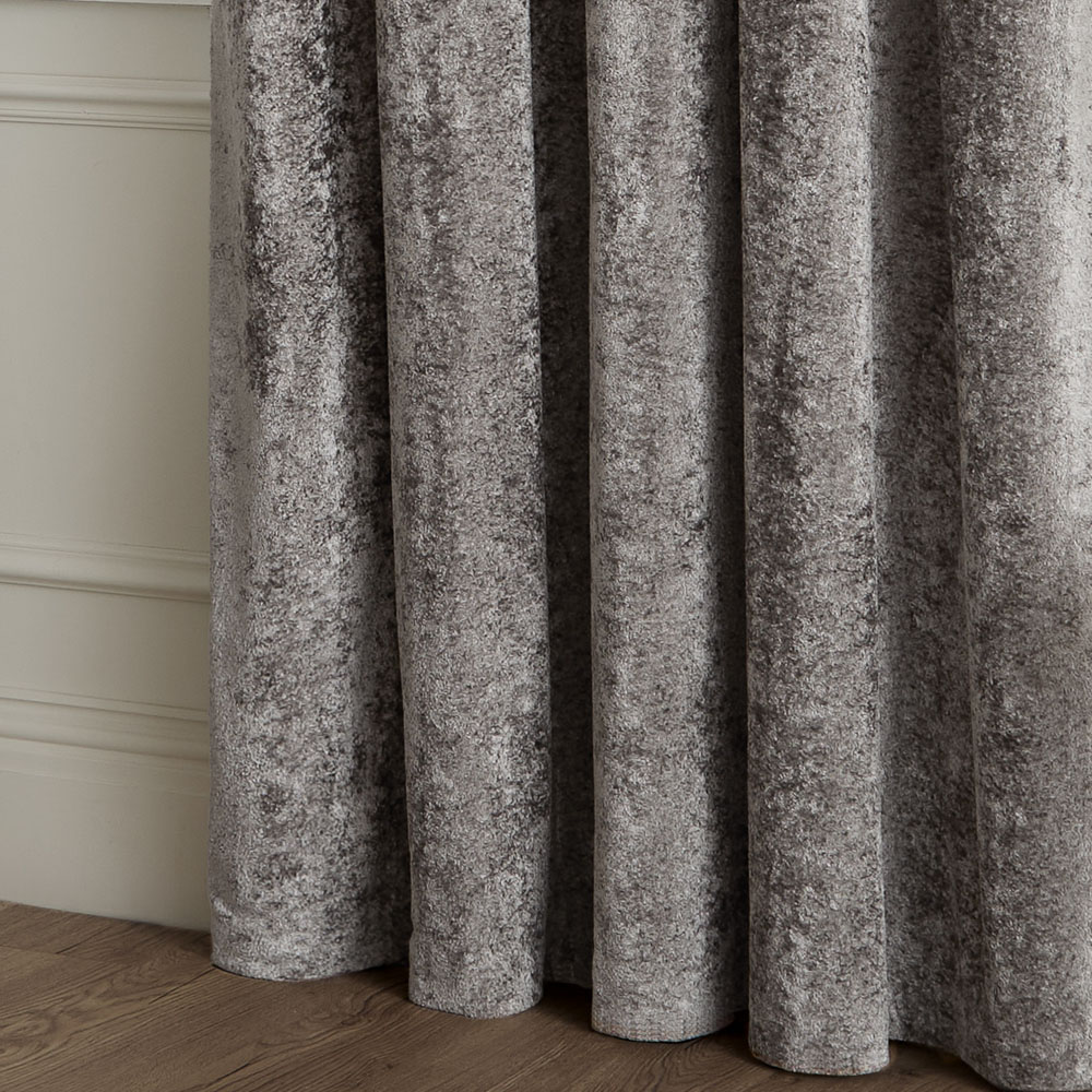 Paoletti Lustre Pewter Velvet Fully Lined Eyelet Curtains 168 x 229cm Image 5