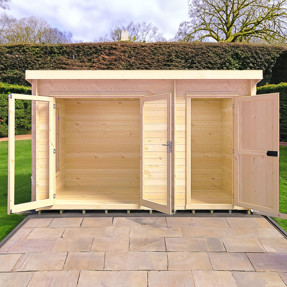 Shire Elm 6 x 12ft Contemporary Style Dual-Purpose Pent Log Cabin with Integral Storage Image 5