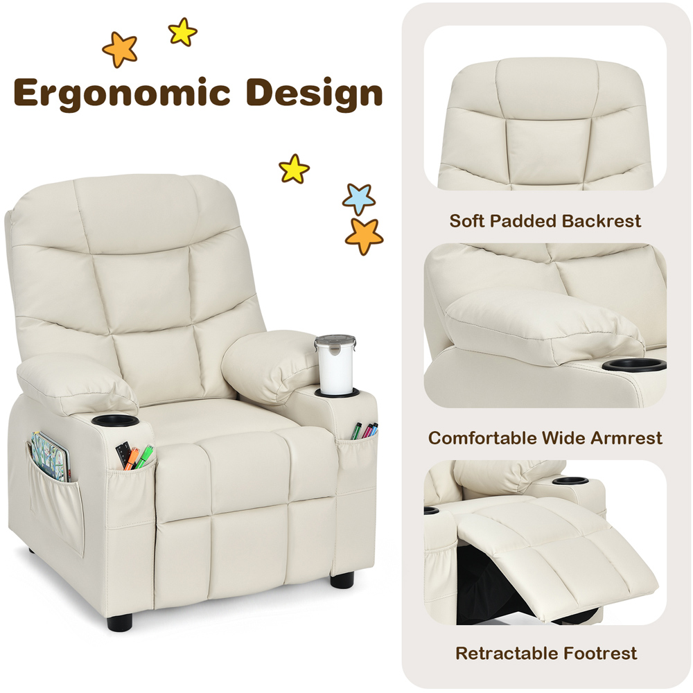 Costway Beige Upholstered Lounge Recliner Chair Image 7