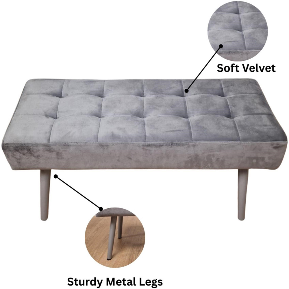 Kosy Koala 6 Seater Velvet Wooden Rectangle Dining Set with Bench Black and Grey Image 9