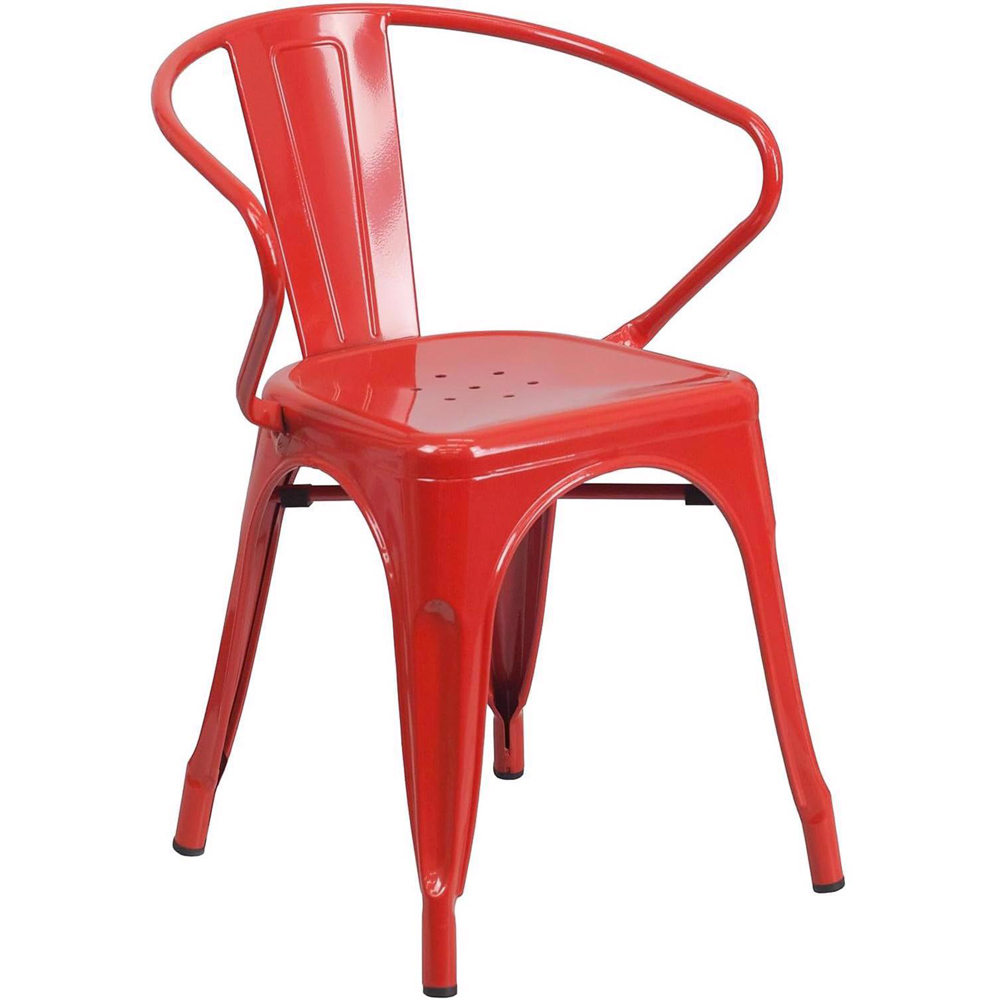 FWStyle Set of 4 Red Galvanised Steel Ready Assembled Chairs Image 3