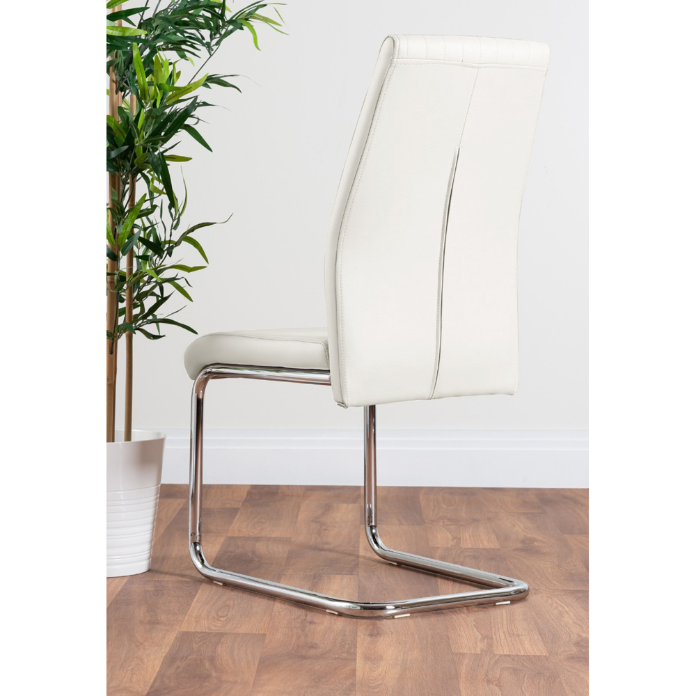 Furniturebox Fontana Set of 2 White and Chrome Faux Leather Dining Chair Image 4