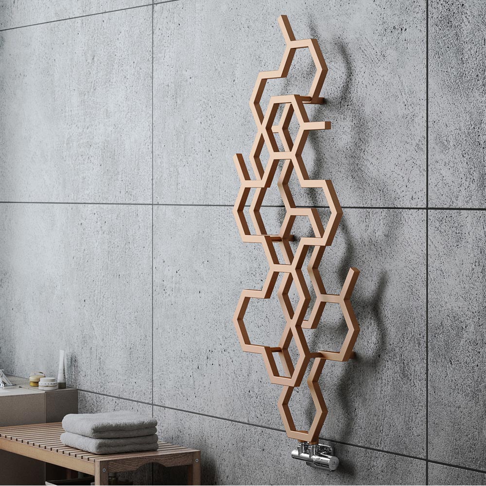Terma Hex 1180 BTU Bright Copper Radiator 1220 x 486mm Image 7