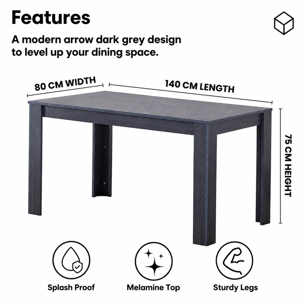 Kosy Koala 6 Seater Velvet Arrow Design Dining Set Grey Image 9