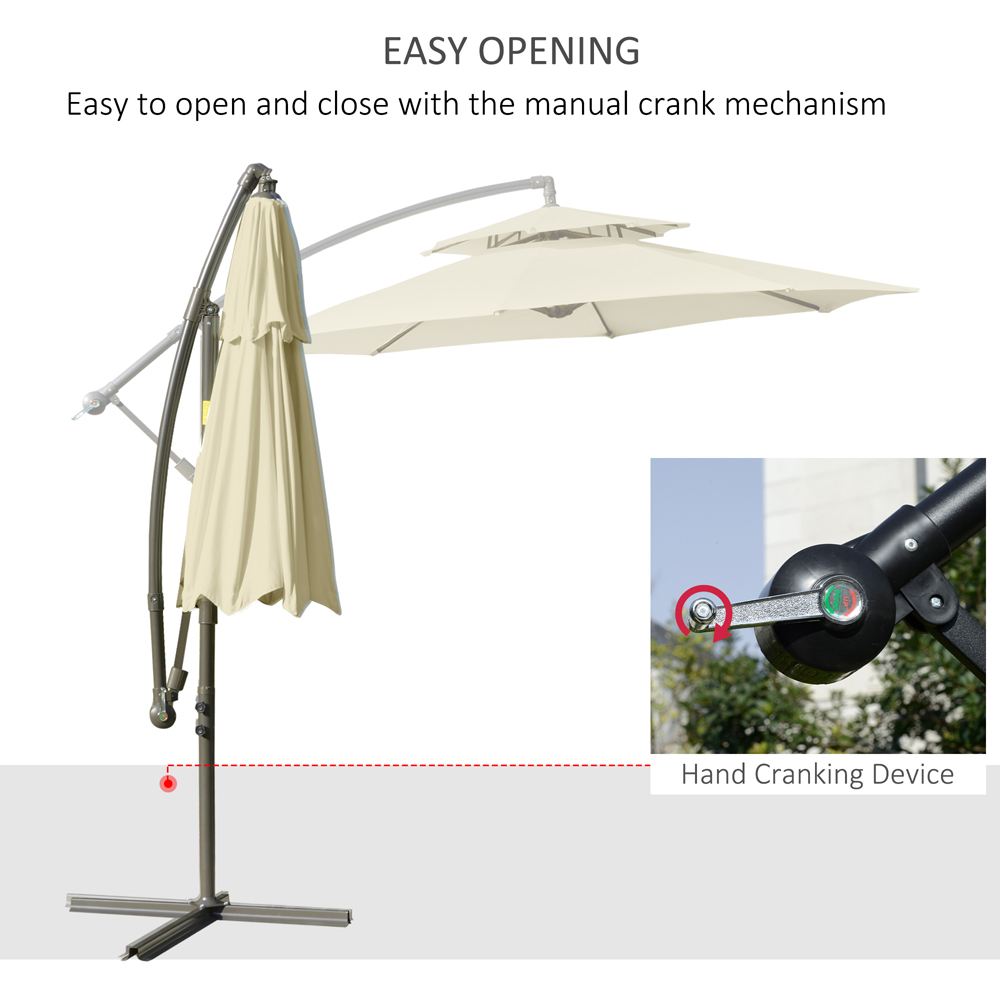 Outsunny Beige Double Tier Cantilever Banana Parasol with Cross Base 2.7m Image 4