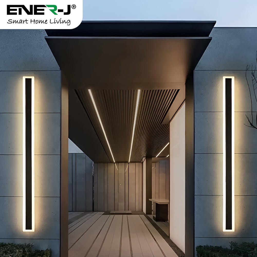 Ener-J 100 x 8cm Acrylic Black Warm White Outdoor Wall Light Image 4