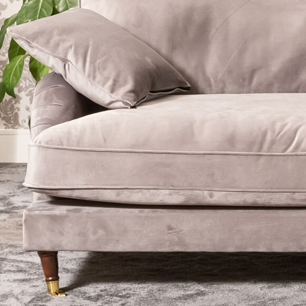 Mackenzie 4 Seater Grey Plush Velvet Sofa Image 3