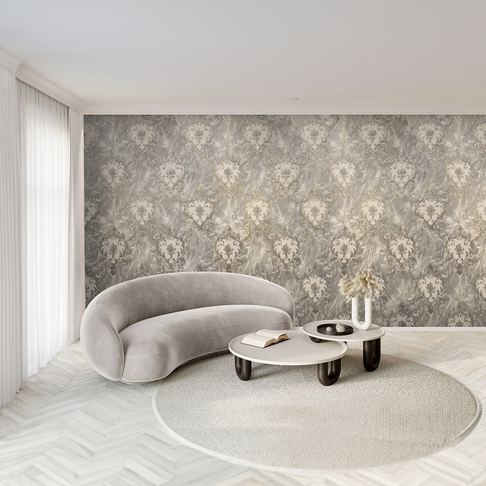 Rasch Sienna Damask Grey Wallpaper Image 2