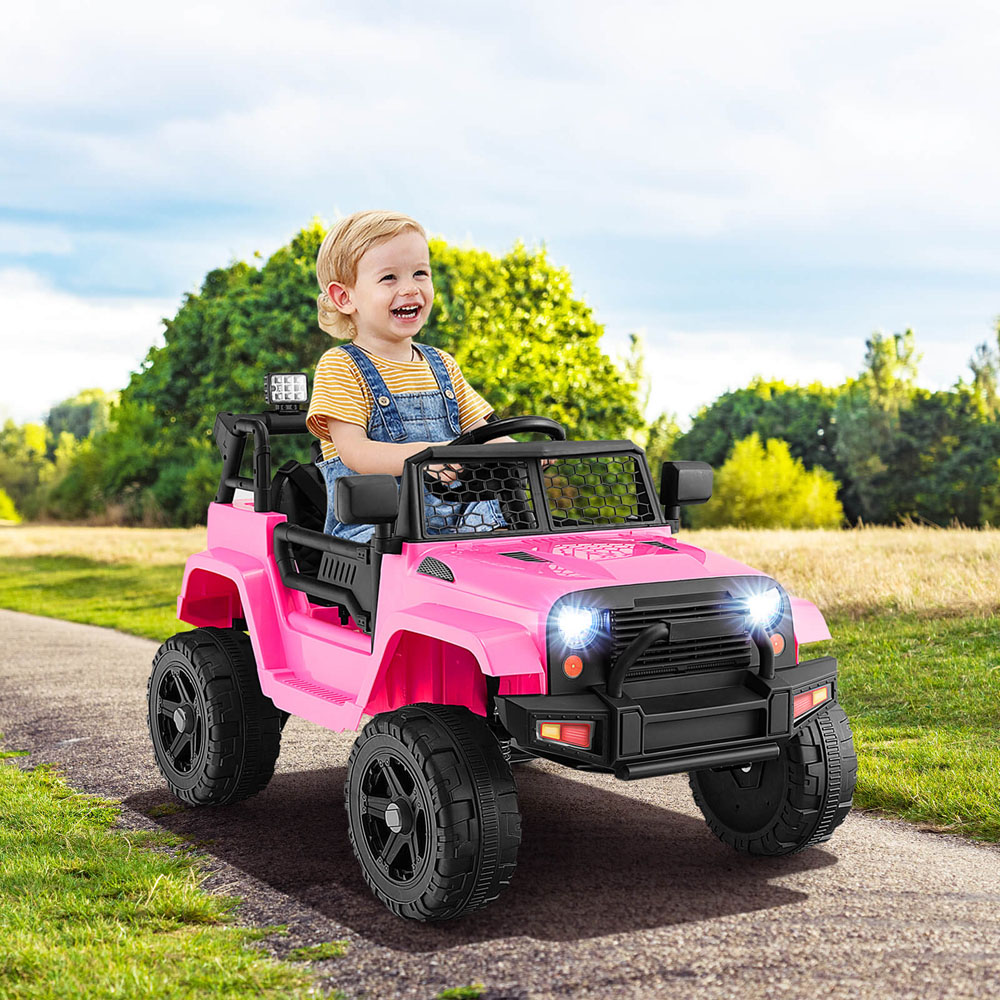 Costway Kids Pink Ride On Car with Remote Control and Music 12V Image 3