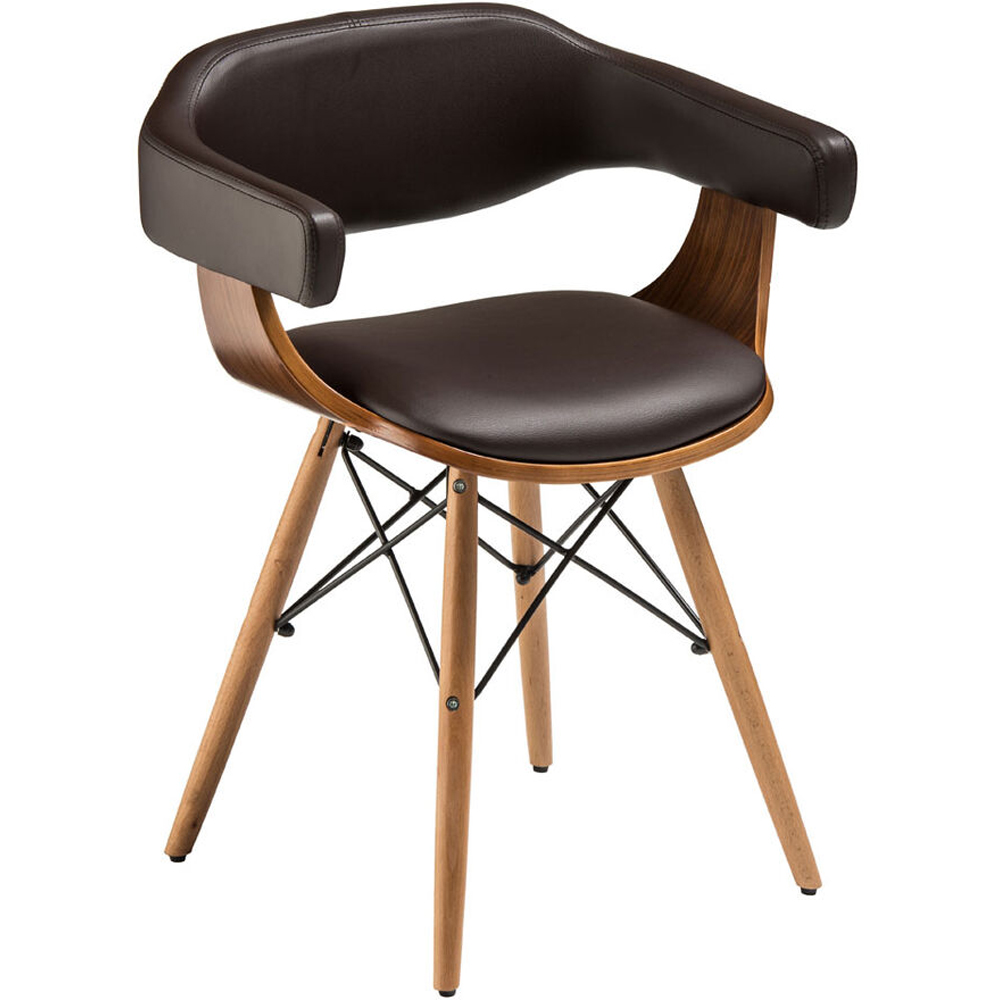 Premier Housewares Parkar Brown Leather Effect and Beech Wood Accent Chair Image 2