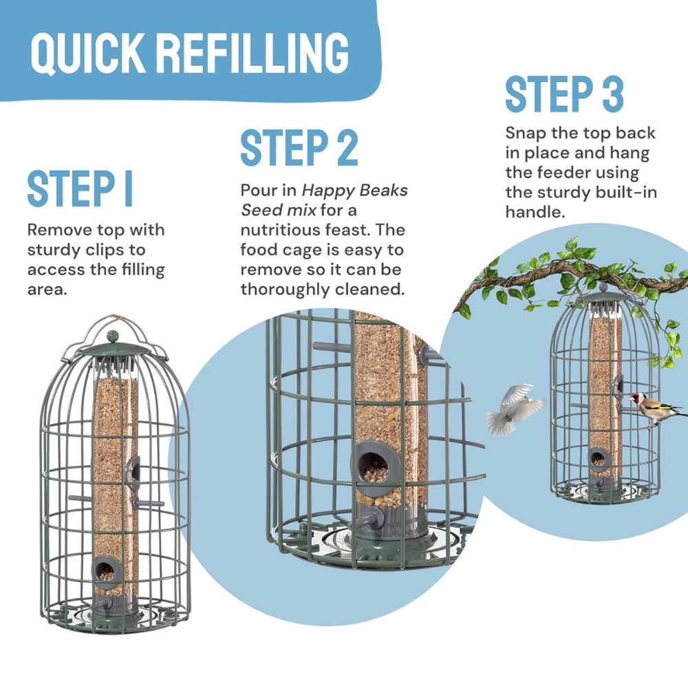 Happy Beaks The Nuttery Ocean Green Squirrel-Proof Original Seed Feeder Image 4