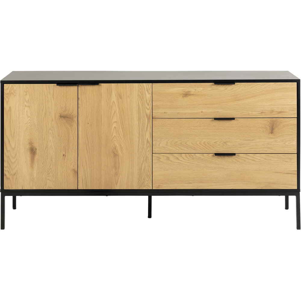 Florence Seaford 2 Door 3 Drawer Black and Oak Sideboard Image 3