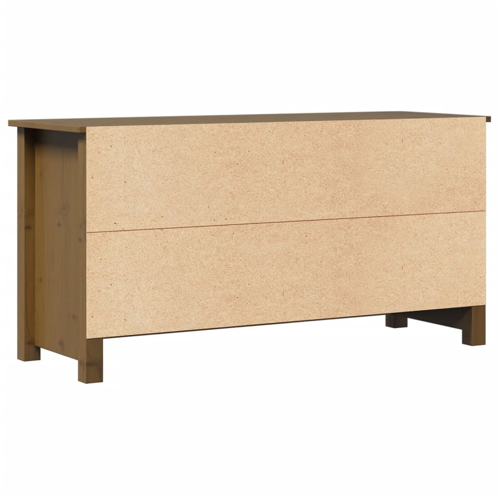 vidaXL 2 Door 2 Shelf Honey Brown Solid Pine TV Cabinet Image 7