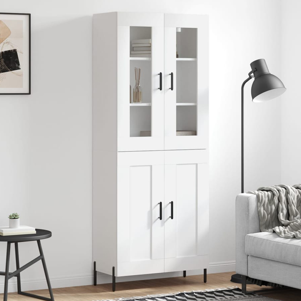 vidaXL 4 Door 3 Shelf White Highboard Image 1