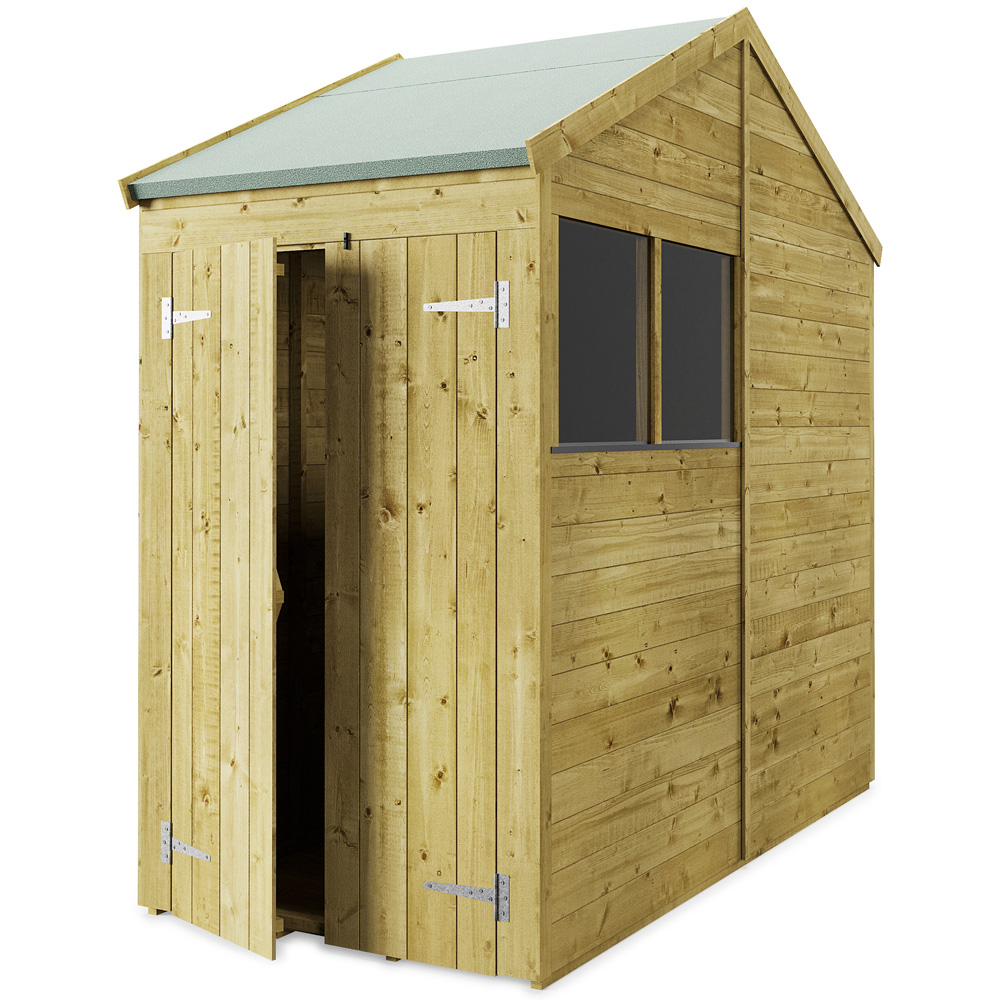StoreMore 4 x 8ft Double Door Tongue and Groove Apex Shed with Window Image 1