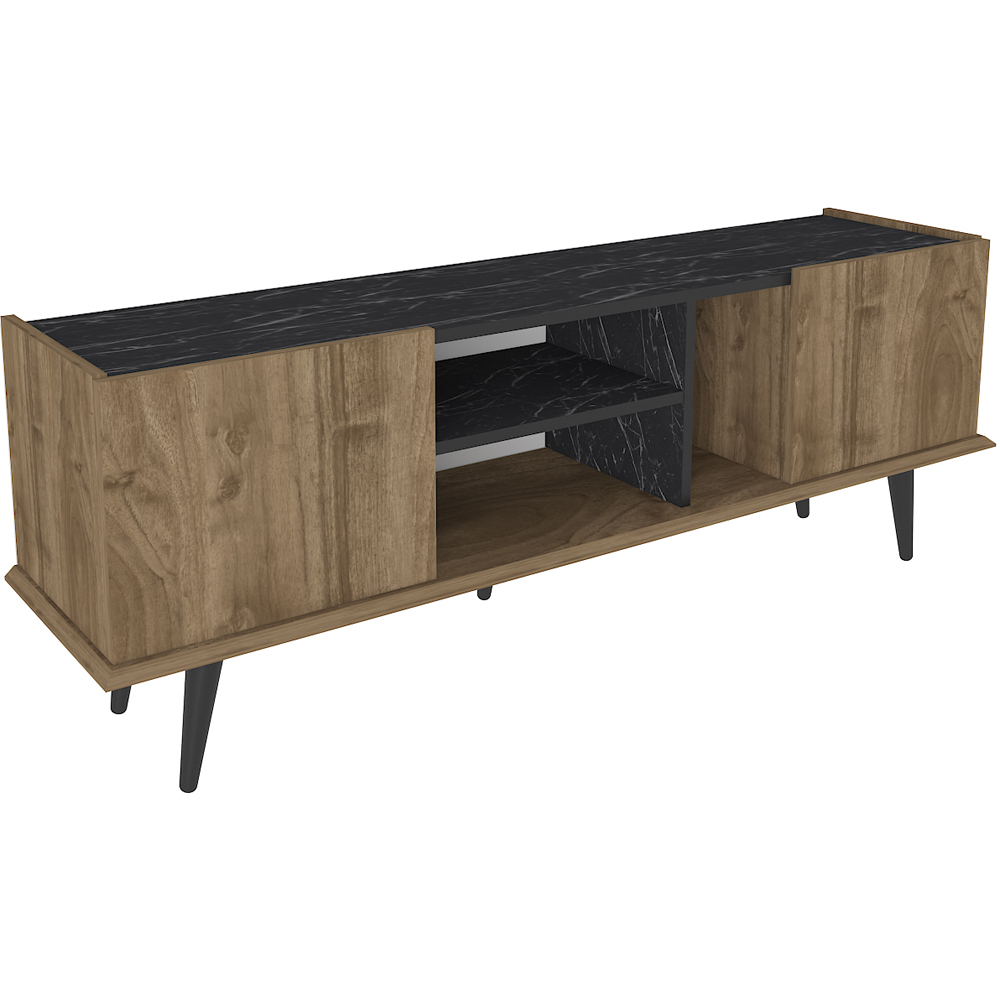Decorotika Ecuador 2 Door 3 Shelf Walnut and Beige TV Unit Image 2