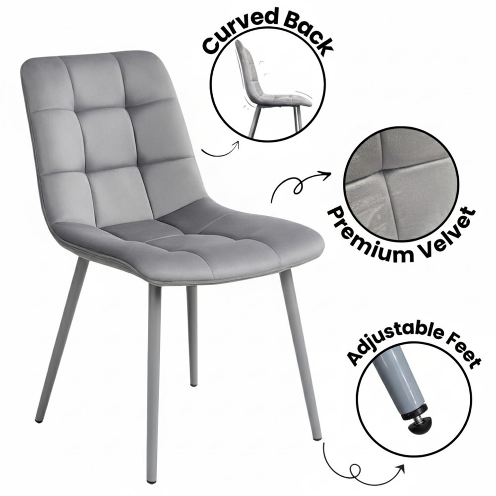 Portland 6 Seater Grey and Black MDF Dining Set with Velvet Chairs and Bench Image 9