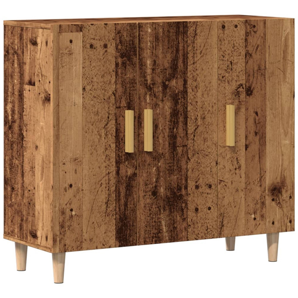 vidaXL 3 Door Old Wood Sideboard with Wooden Legs Image 2