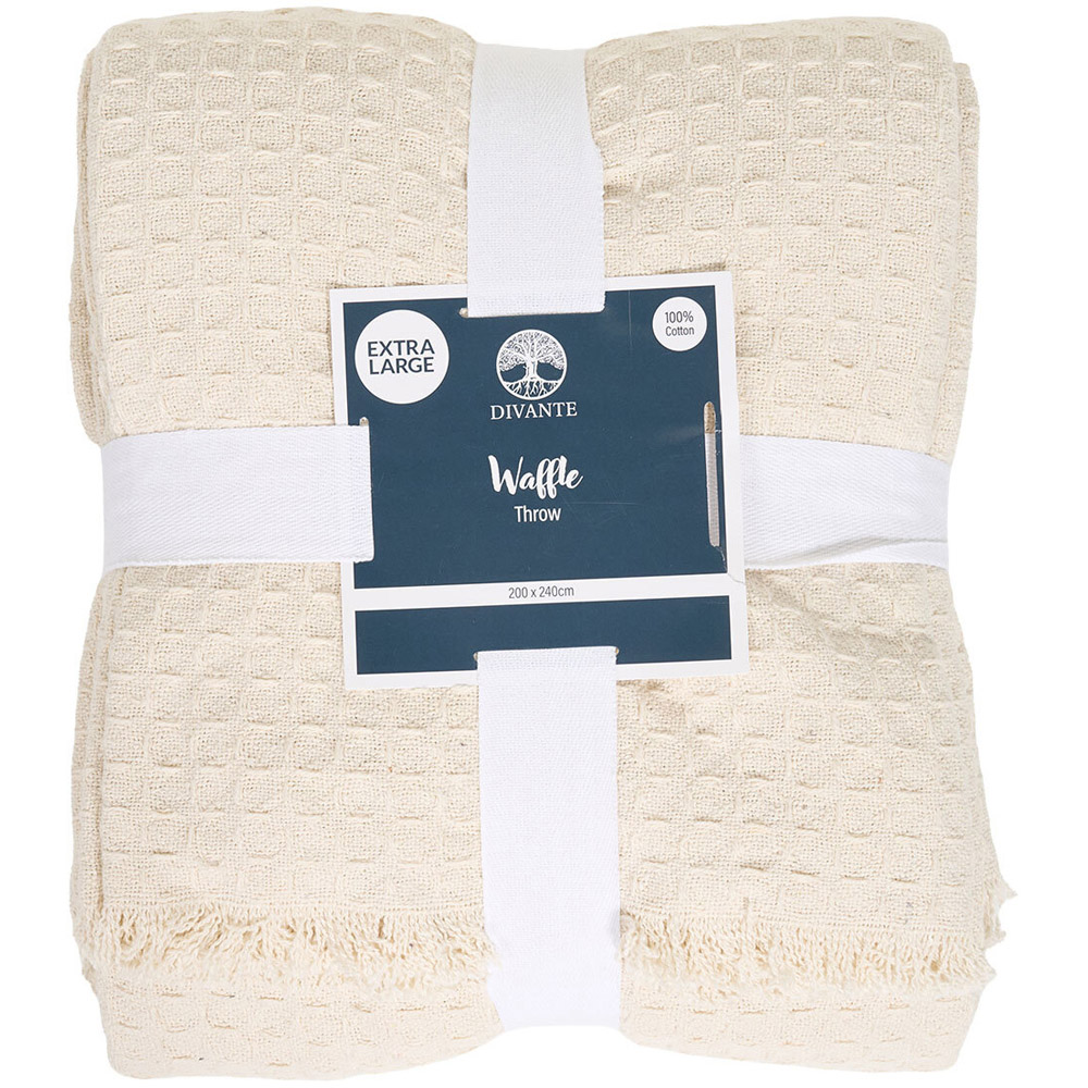 Waffle Cotton Throw Natural Image 2