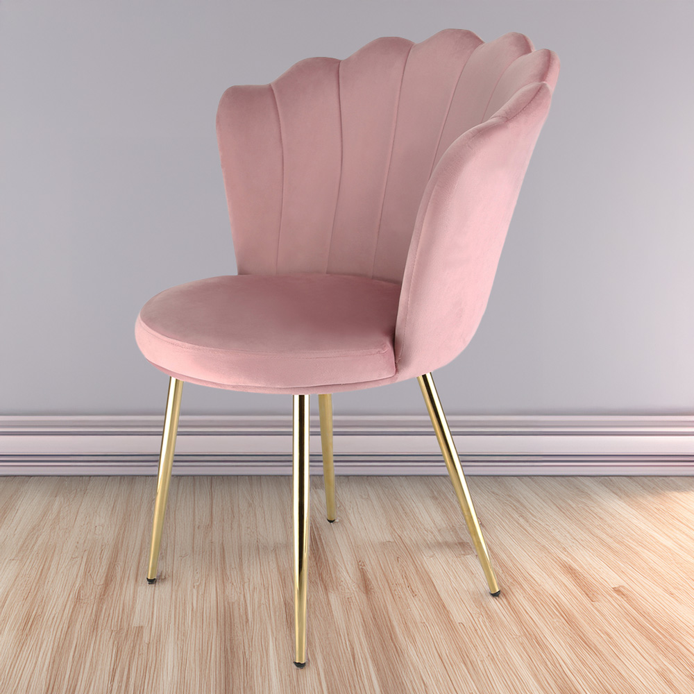 Freya Petal Back Accent Chair Velvet Uphostery - Pink Image 1