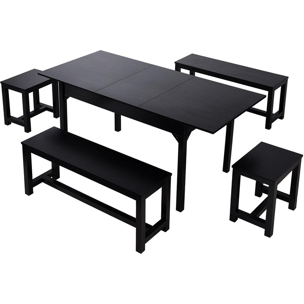 Living and Home 6 Seater Extendable Dining Set with Bench and Stool Black Image 2