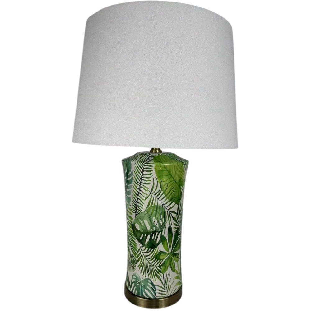 Acacia Home Green Ceramic Table Lamp with Shade 51cm Image 1