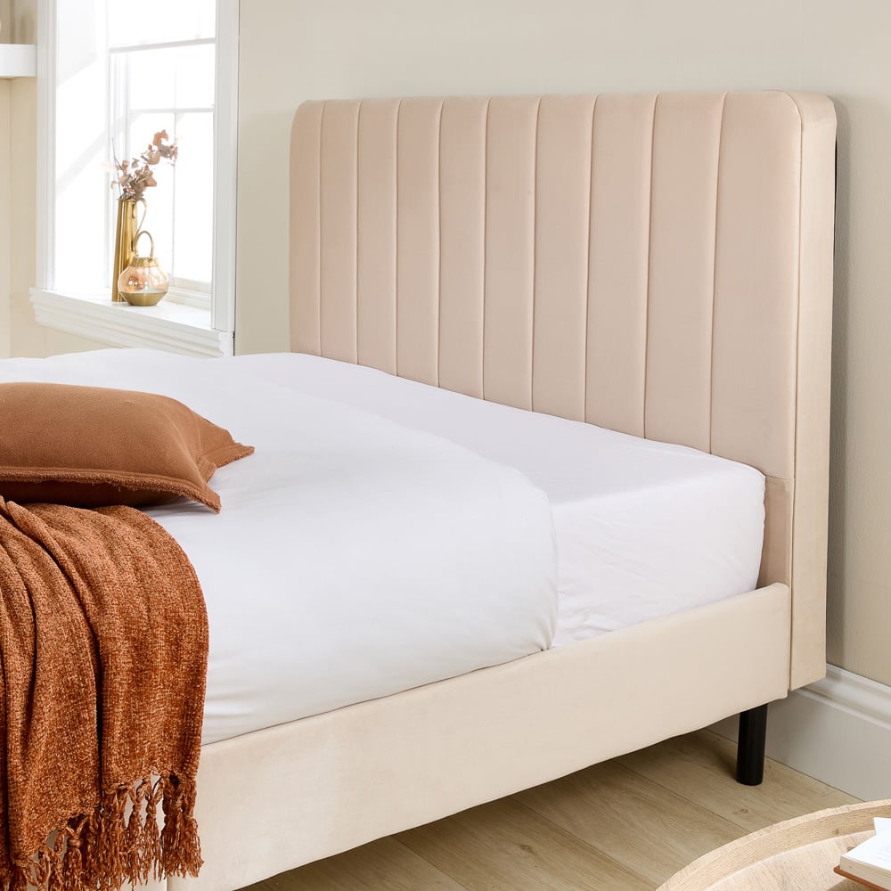 Aspire Furniture Rosella Double Cream Plush Velvet Bed Frame Image 3
