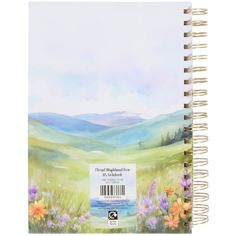 Floral Highland Cow B5 Notebook Image 3