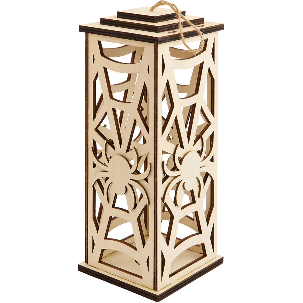 LED Skull or Spider Wooden Lantern Image 2