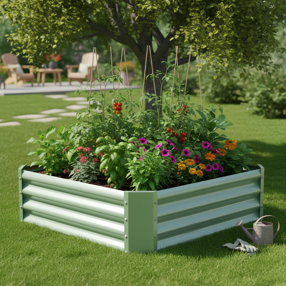 Harbour Housewares Green Square Galvanised Steel Raised Garden Bed 120 x 120cm Image 4