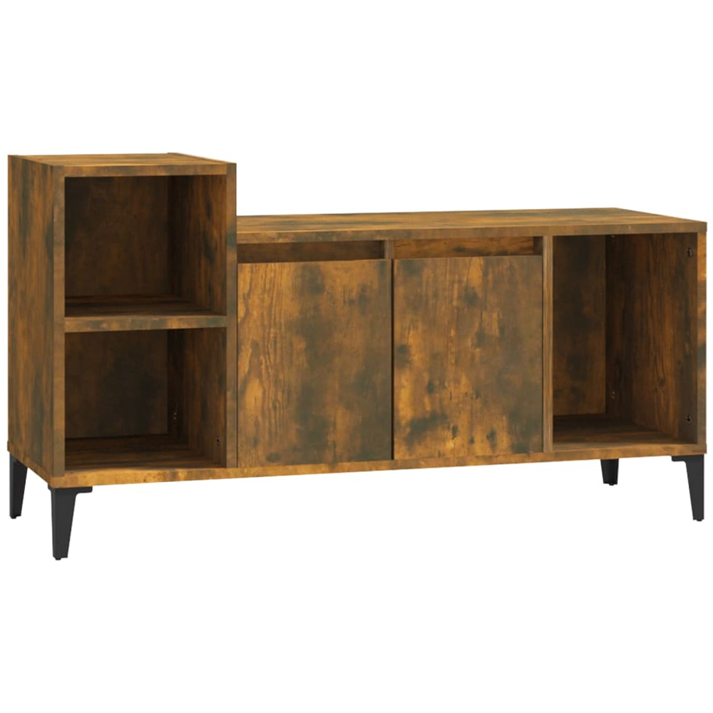 vidaXL 2 Door 3 Shelf Smoked Oak TV Cabinet Image 2