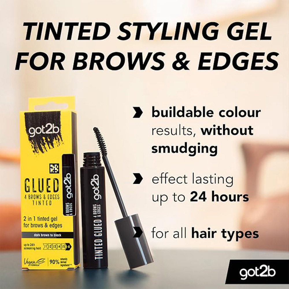 Got2b GEL Glued B & E Tint Black Long Lasting Strong Hold Brow Styling Gel 16ml 6 Pack Image 5