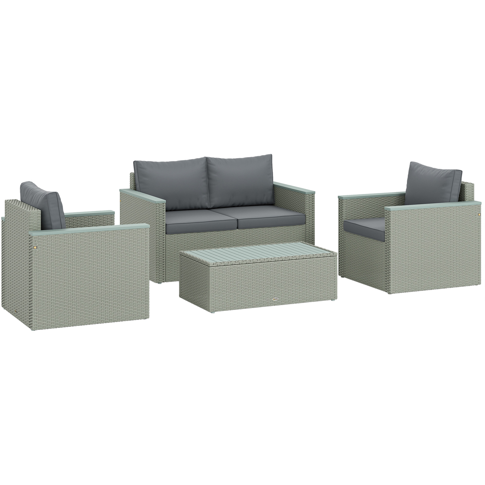 Outsunny 4 Seater Light Grey Rattan Garden Furniture Set Image 2