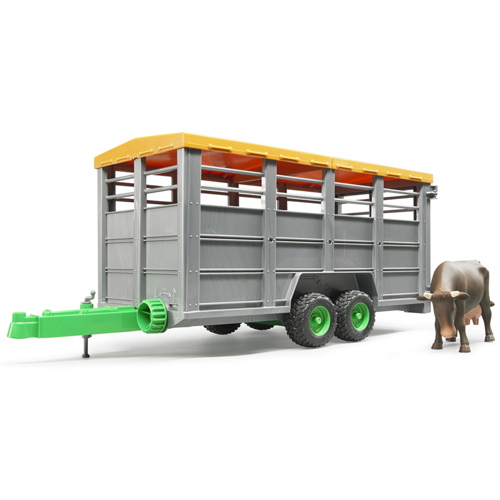 Bruder Kids Livestock Trailer Playset Model with Cow Figure Image 2