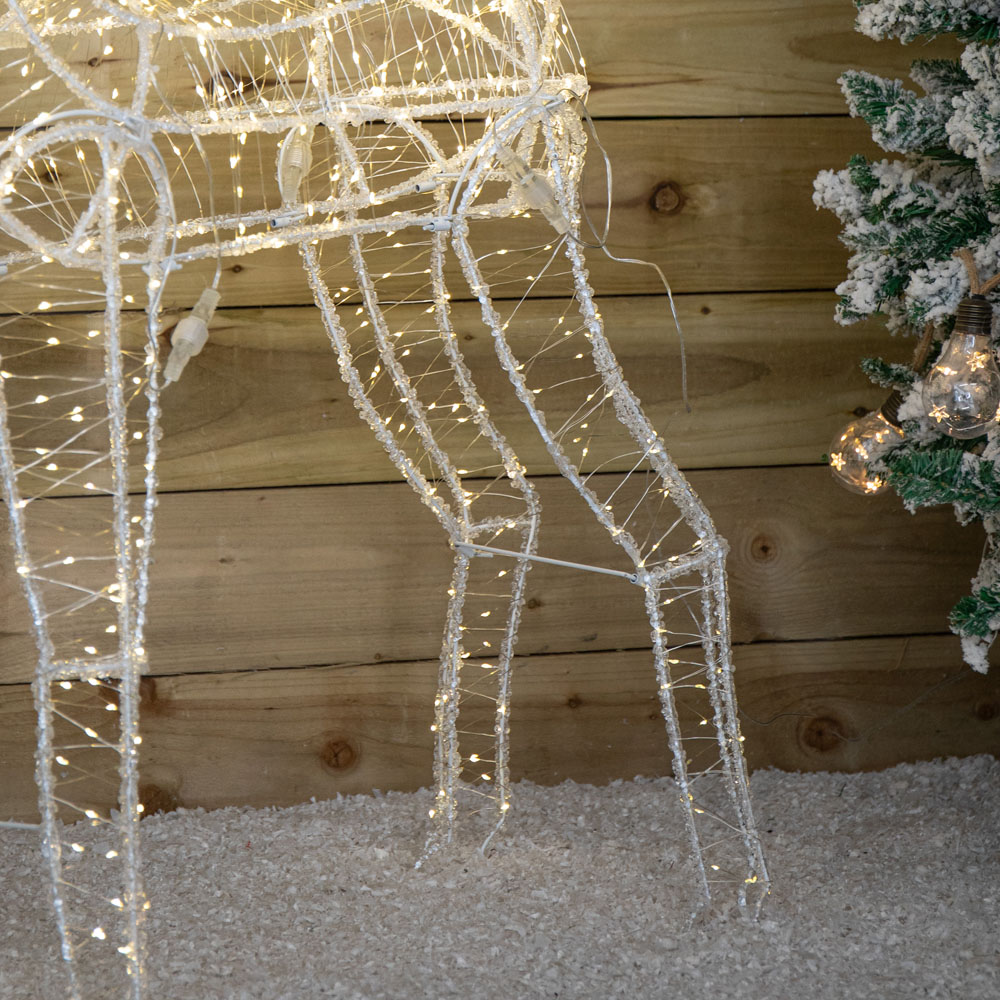 Samuel Alexander 880 Warm White LED Light-Up Acrylic Deer Christmas Decoration with Red Bow 124cm Image 6