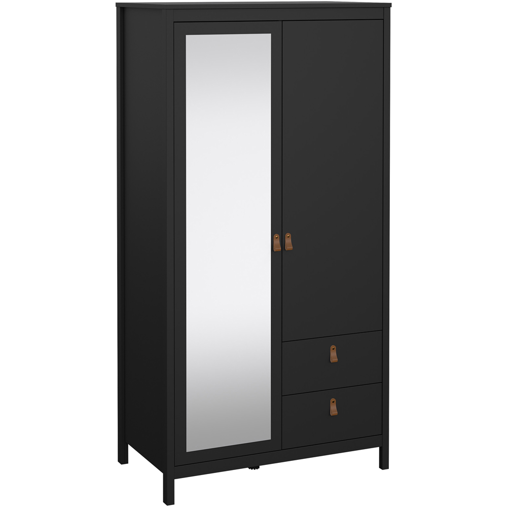 Florence Barcelona 2 Door 2 Drawer Matt Black Mirrored Wardrobe Image 2