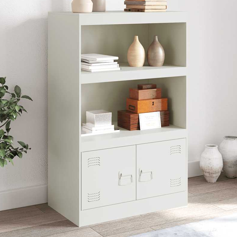 vidaXL 2 Door 2 Shelf White Seel Sideboard Image 1