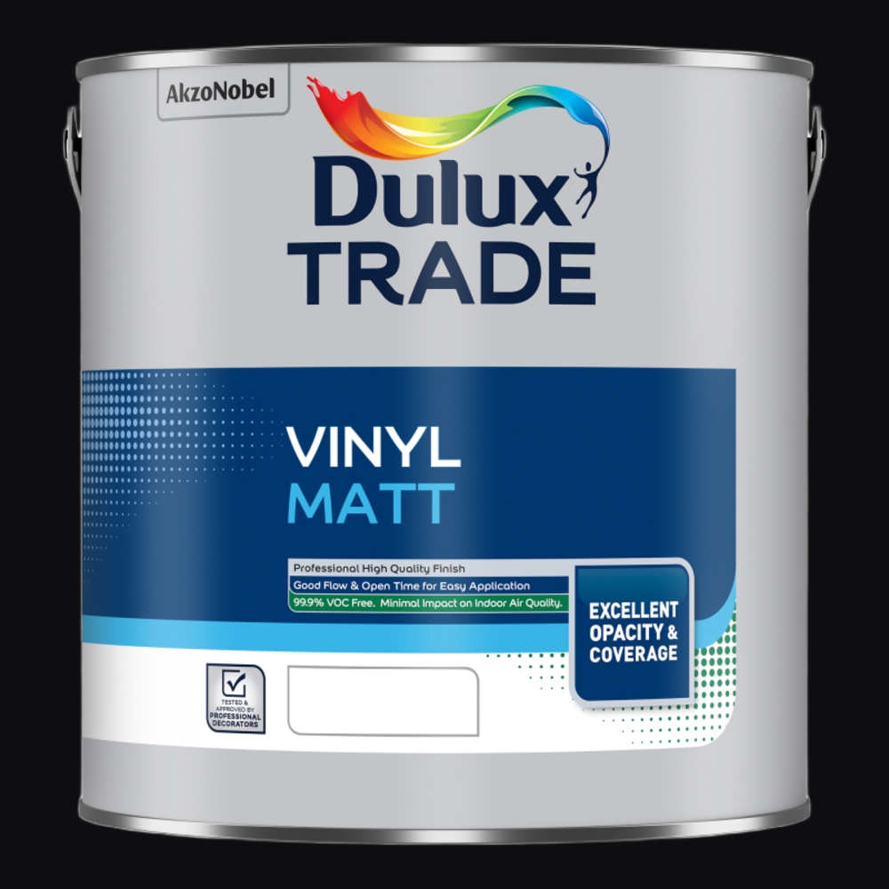 Dulux Trade RAL 9005 Walls and Ceilings Vinyl Matt Paint 2.5L Image 2