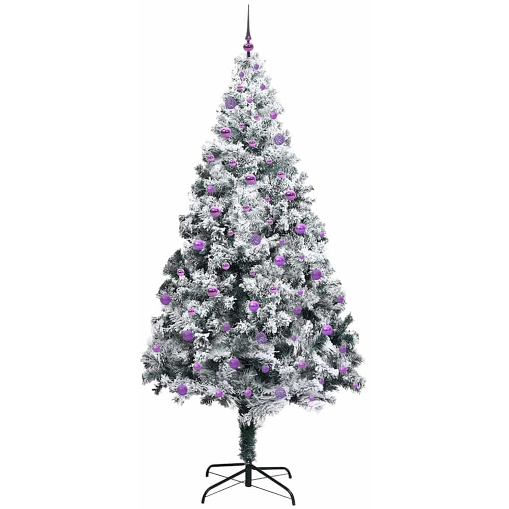 vidaXL Pre-Lit Lilac Baubles White Artificial Christmas Tree 8ft Image 4