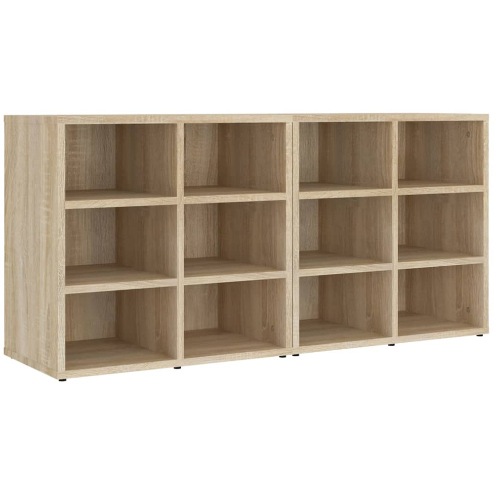 vidaXL 12 Open Shelf Sonoma Oak Shoe Storage Cabinet Set of 2 Image 2