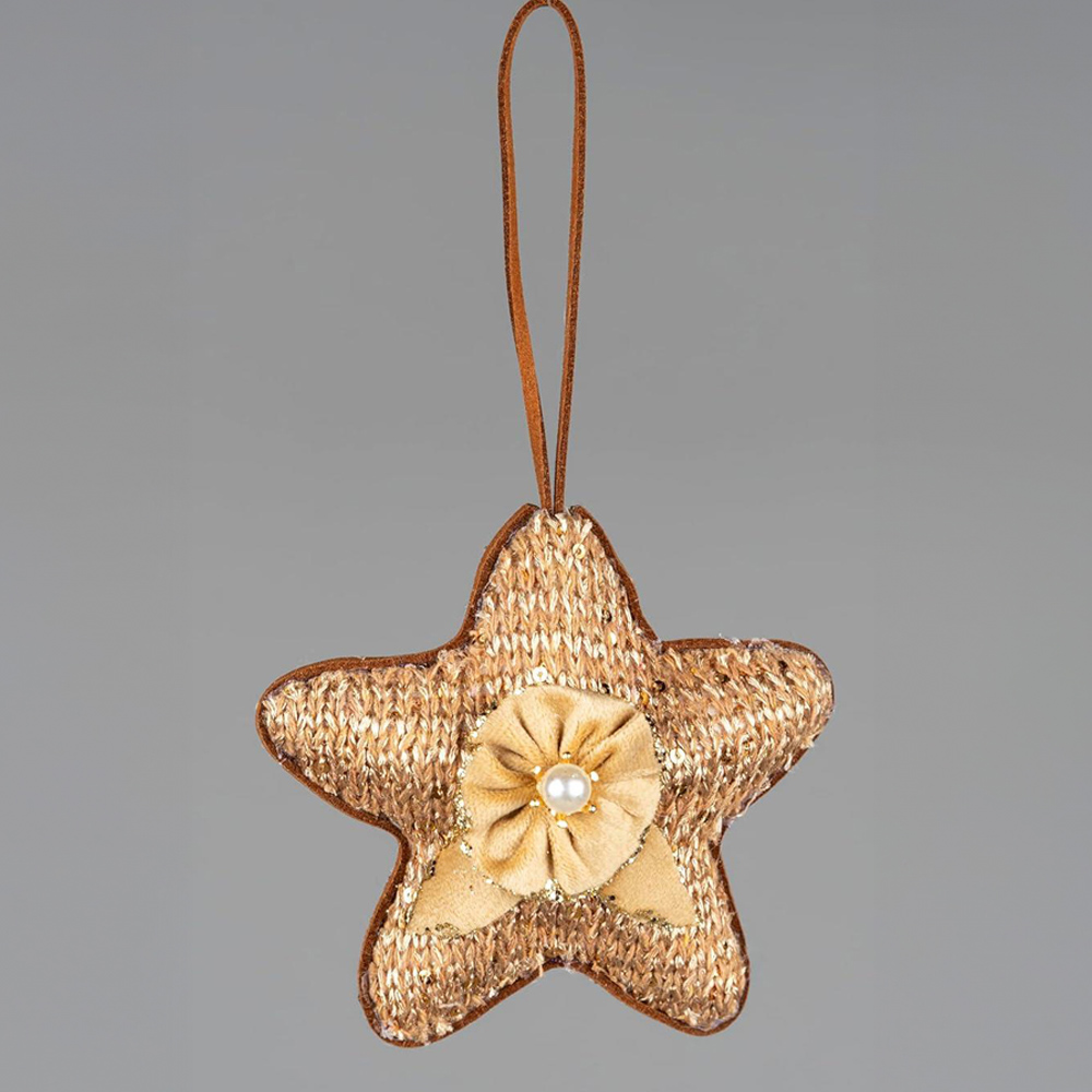 Shatchi Gold Jute Star Hanging Christmas Decoration Image 3