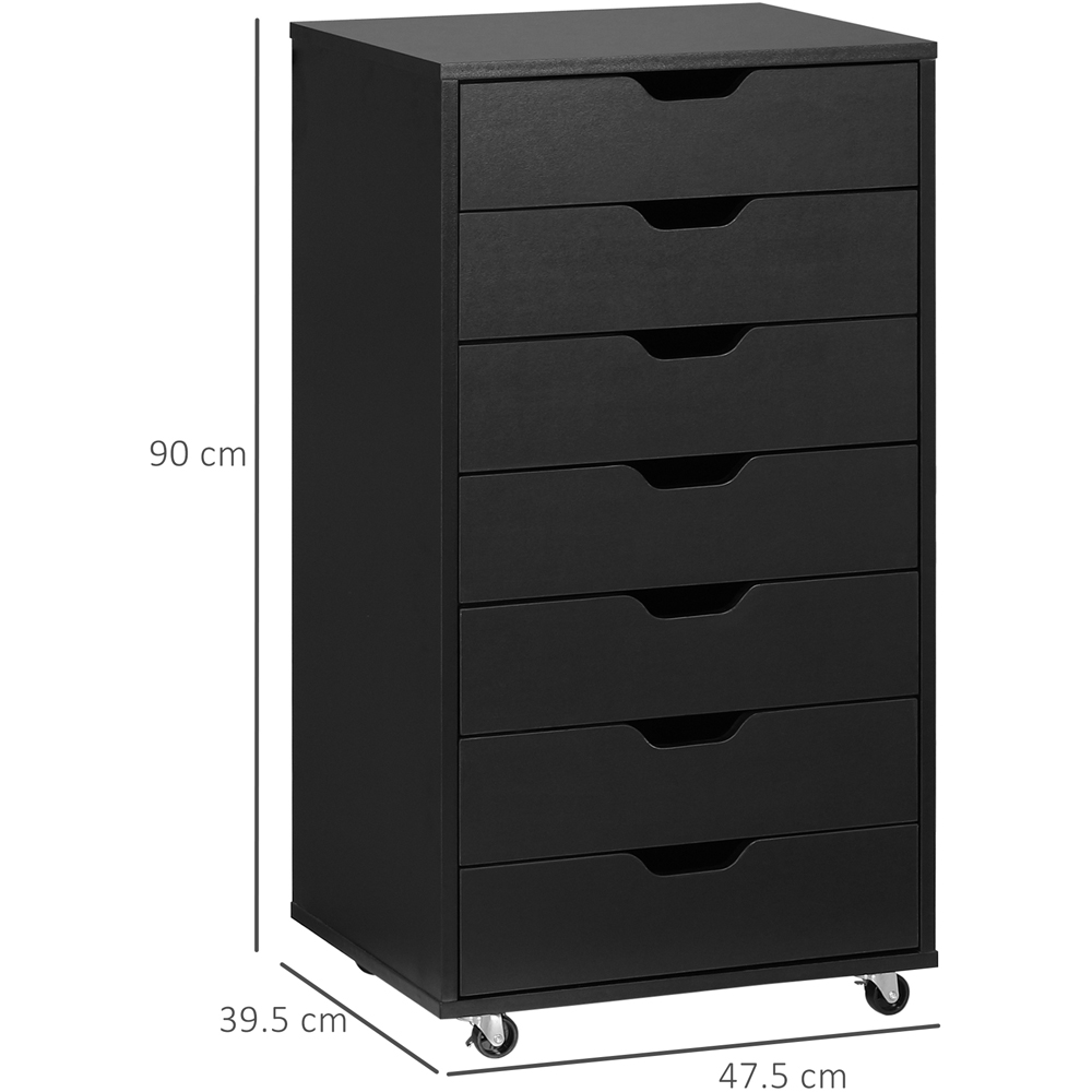 Portland Black 7 Drawer Mobile Filing Cabinet Image 8