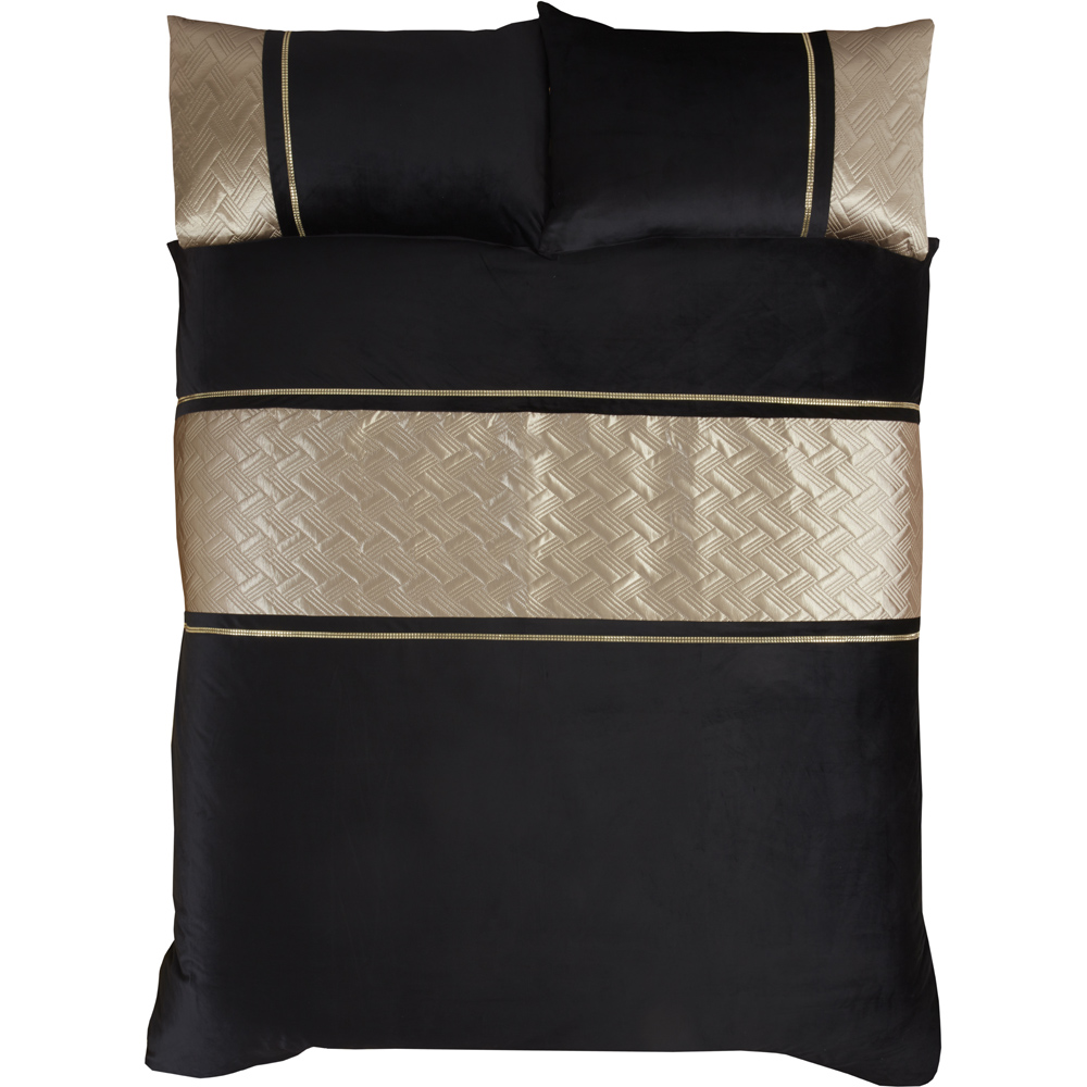 Rapport Home Capri King Size Black and Gold Velvet Duvet Set Image 3