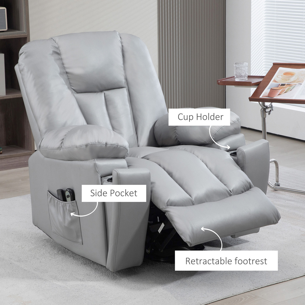 HOMCOM Charcoal Grey Riser and Recliner Chair Image 3