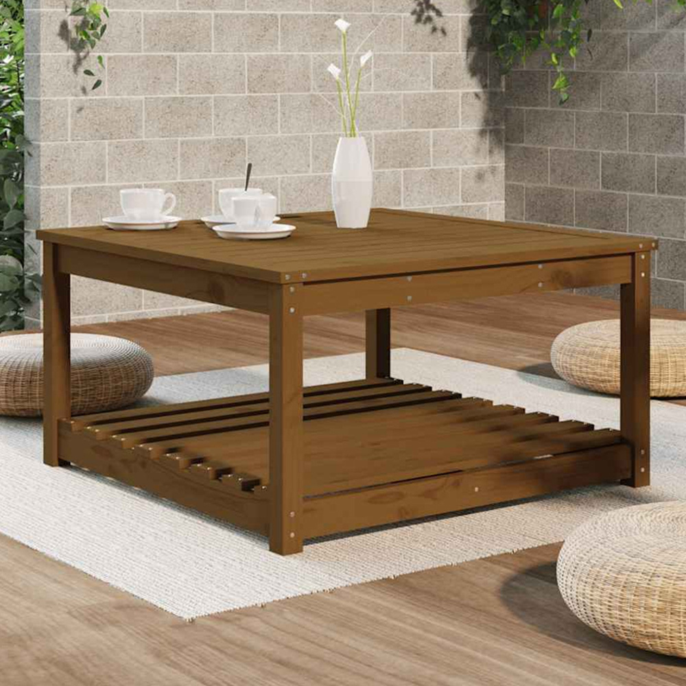 vidaXL Single Shelf Honey Brown Solid Pine Wood Slatted Garden Table 82.5 x 82.5cm Image 1