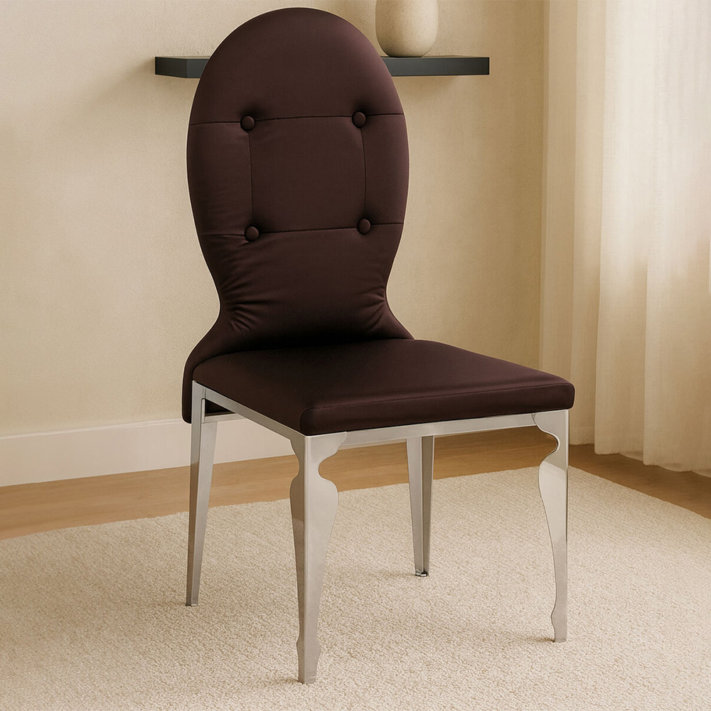 Premier Housewares Silk Purple Dining Chair with Stainless Steel Legs Image 1