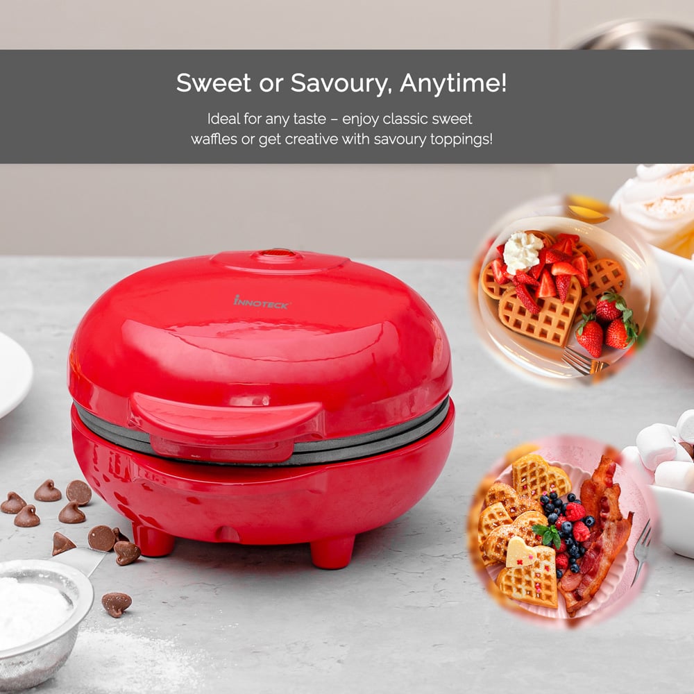 Innoteck Kitchen Pro DS-5507 Red Heart Shaped Pattern Mini Snack Maker 550W Image 4